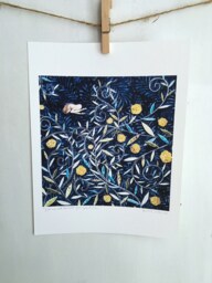 Floral Decor, Let Me See Beneath Your Beautiful, Gifts For Her, Navy Blue, Soul Searcher, Garden Art, 8.5 X 11 Archival Print - thumbnail 1