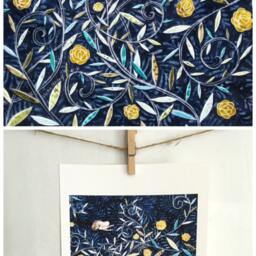 Floral Decor, Let Me See Beneath Your Beautiful, Gifts For Her, Navy Blue, Soul Searcher, Garden Art, 8.5 X 11 Archival Print - thumbnail 2