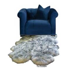Handmade Black Tip Faux Fur Area Rug - Shaggy Sheepskin Pelt Design