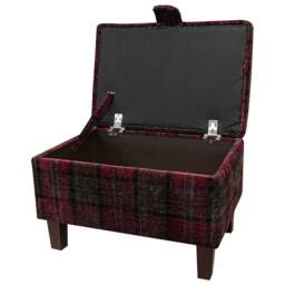 Handmade Red Tartan Storage Ottoman - Lana Traditional Upholstery Fabric Bespoke British Made - thumbnail 2