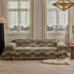 Green Chenille Sofa Cover, Reversible Couch Non Slip Furniture Protector, Custom Size - thumbnail 1