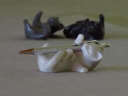 Pen Holder Cat, Man's Gift, Woman's Christmas Handmade, Marble, Whit, Black Grey, Cat Collectable, Cute, Desk Accessory Gift