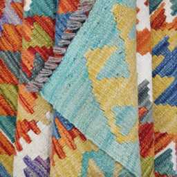 Kilim Rug Classic, Handmade Artisan Afghan Turkish, Scandinavian, Navajo, Bohemian Flatweave, Natural Wool 199x150 cm - thumbnail 4
