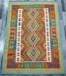 Kilim Rug Classic, Handmade Artisan Afghan Turkish, Scandinavian, Navajo, Bohemian Flatweave, Natural Wool 199x150 cm - thumbnail 1
