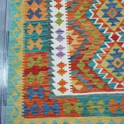 Kilim Rug Classic, Handmade Artisan Afghan Turkish, Scandinavian, Navajo, Bohemian Flatweave, Natural Wool 199x150 cm - thumbnail 2
