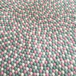Nursery Rug - Mint Mallow Free Shipping Felt Ball Decor Play Mat Wool Pom - thumbnail 4