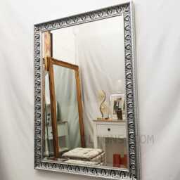 Marilyn Solid Wood Ornate Design Frame Wall Mirror Silver Black Bevelled Edge Glass Rectangular Made in UK Full Length Large 130x90cm - thumbnail 3
