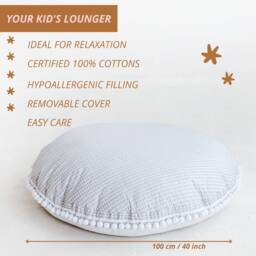 Grey Floor Pillow For Kids, Big Seating Cushion Perfect Playroom Decor Toddlers - thumbnail 4