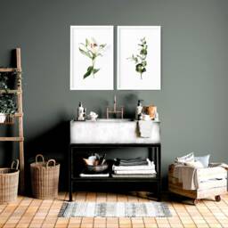 Bathroom Decor Set Of 2 Wall Art Prints, Framed Prints For Toilet, Spa Walls, Relaxation Gift Women, Botanical Boho - thumbnail 2