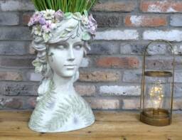 Floral Lady Head Planter - Female Unusual Planters Quirky Home Plant Pot