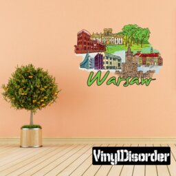 Famous City Warsaw Wall Decal - Fabric Vinyl Removable & Reusable Famouscityuscolor056Et