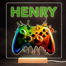 Gamepad Splash Gaming Colourful Square Personalised Gift Led Lamp Night Light - Bedroom - thumbnail 1