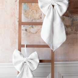 White Extra Large Luxuries Linen Bow. Wall & Door Decor. Christmas Tree Topper - thumbnail 2