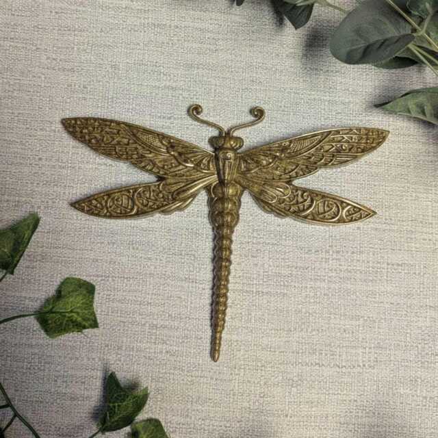 Gold Dragonfly Wall Hanging, Insect Art, Damselfly Decor, Unusual Gift, Bug Bug, Gallery Entomology Gift - image 1