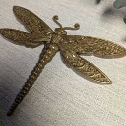 Gold Dragonfly Wall Hanging, Insect Art, Damselfly Decor, Unusual Gift, Bug Bug, Gallery Entomology Gift - thumbnail 3