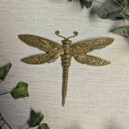Gold Dragonfly Wall Hanging, Insect Art, Damselfly Decor, Unusual Gift, Bug Bug, Gallery Entomology Gift