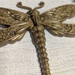 Gold Dragonfly Wall Hanging, Insect Art, Damselfly Decor, Unusual Gift, Bug Bug, Gallery Entomology Gift - thumbnail 2