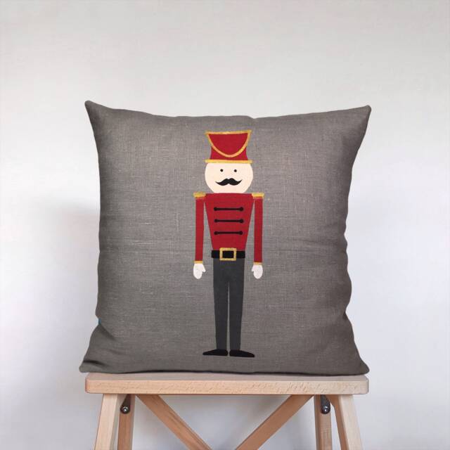 Lead Soldier Pillow Cover Hand-Painted Linen Nursery Decor - image 1