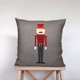 Lead Soldier Pillow Cover Hand-Painted Linen Nursery Decor - thumbnail 1