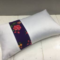 Floral Ikat Pillow Cover, Handwoven Silk Cushion, 12x20 - thumbnail 4