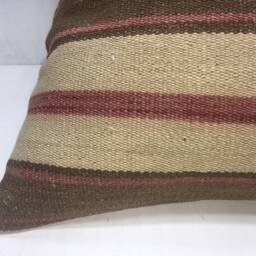 Vintage Turkish Kilim Pillow Cover, Handwoven Accent Cushion - 24x24 - thumbnail 3