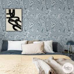 Blue Agate Peel & Stick Wallpaper, Marble Accent Wall - thumbnail 1