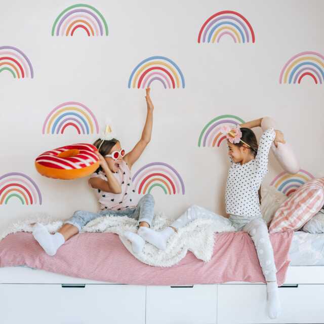 Bright Rainbow Fabric Wall Decals - Colourful Nursery Decor, Bold Pastel Stickers, Kids Room Playroom Art, Peel & Stick Removable Art - image 1