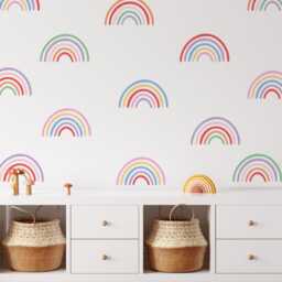 Bright Rainbow Fabric Wall Decals - Colourful Nursery Decor, Bold Pastel Stickers, Kids Room Playroom Art, Peel & Stick Removable Art - thumbnail 3