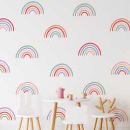 Bright Rainbow Fabric Wall Decals - Colourful Nursery Decor, Bold Pastel Stickers, Kids Room Playroom Art, Peel & Stick Removable Art - thumbnail 2