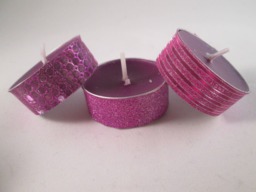 Washi Tape Tealights, Metallic Pink Purple Candles, Set Of 12