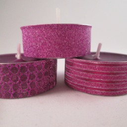 Washi Tape Tealights, Metallic Pink Purple Candles, Set Of 12 - thumbnail 3