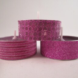 Washi Tape Tealights, Metallic Pink Purple Candles, Set Of 12 - thumbnail 2