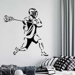 Custom Lacrosse Player Wall Decal Personalized Name, Sticks Decor 1040 - thumbnail 2
