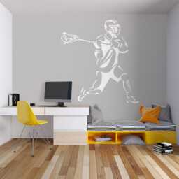 Custom Lacrosse Player Wall Decal Personalized Name, Sticks Decor 1040 - thumbnail 3