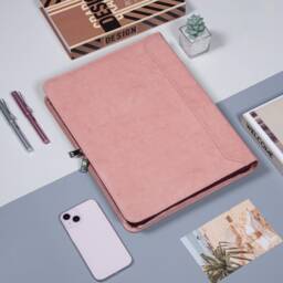 Personalized Vegan Leather Portfolio With 2/3/4Ring Binder, Zippered Document Storage, A4 Notepad Folder, Gifts For Women, Anniversary Gift