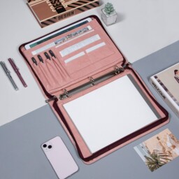 Personalized Vegan Leather Portfolio With 2/3/4Ring Binder, Zippered Document Storage, A4 Notepad Folder, Gifts For Women, Anniversary Gift - thumbnail 2