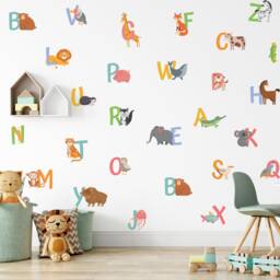 Alphabet Letters Wall Stickers Animal-Inspired Kids' Room Decor Educational Decals For Nursery