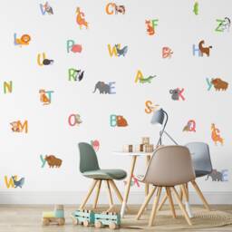 Alphabet Letters Wall Stickers Animal-Inspired Kids' Room Decor Educational Decals For Nursery - thumbnail 2