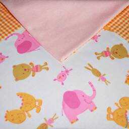 Baby Blanket Elephant Pink-Orange-Plaid After Wish With Name, Crab Blanket, Cuddly Stroller Wrap Pad For On The Go - thumbnail 4