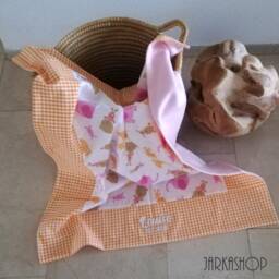 Baby Blanket Elephant Pink-Orange-Plaid After Wish With Name, Crab Blanket, Cuddly Stroller Wrap Pad For On The Go - thumbnail 3