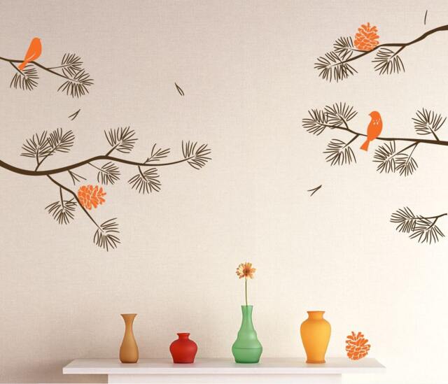Realistic Pine Tree Branch With Birds Decals Wall Sticker Stick On Art Home Decor Art By Decalisland-Pine Branch Sd 012 - image 1