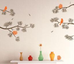 Realistic Pine Tree Branch With Birds Decals Wall Sticker Stick On Art Home Decor Art By Decalisland-Pine Branch Sd 012