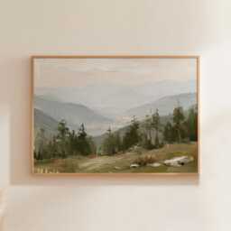 Cedar Forest Poster, Misty Valley Print, Nature Wall Art, Paper - thumbnail 1