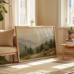 Cedar Forest Poster, Misty Valley Print, Nature Wall Art, Paper - thumbnail 4