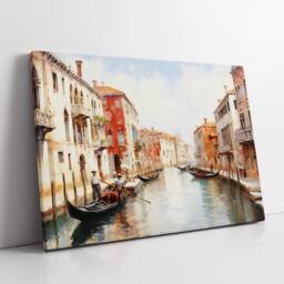 Venice Italy Gondola Boat River Landmark Oil Painting Watercolor Wall Art Framed Calming Canvas Poster Print Home/Office Room Decor Gifts - thumbnail 2