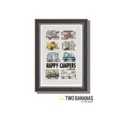 Campers Rv Camping Trailers Poster - 13x19 Wall Decor Art Happy Camper Print Whimsical Glamping - thumbnail 2