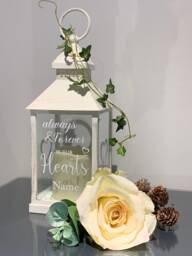 Memorial Lantern, Always & Forever in Our Hearts, Remembering Lost Loved Ones, Memory Lantern For Ones. Christmas Gift - thumbnail 1