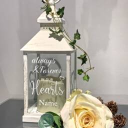 Memorial Lantern, Always & Forever in Our Hearts, Remembering Lost Loved Ones, Memory Lantern For Ones. Christmas Gift - thumbnail 3
