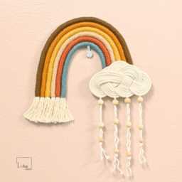 Rainbow Wall Hanging, Boho Nursery Decor, Baby Room Art, Neutral Handmade Cotton Rainbow, Shower Gift