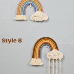 Rainbow Wall Hanging, Boho Nursery Decor, Baby Room Art, Neutral Handmade Cotton Rainbow, Shower Gift - thumbnail 3